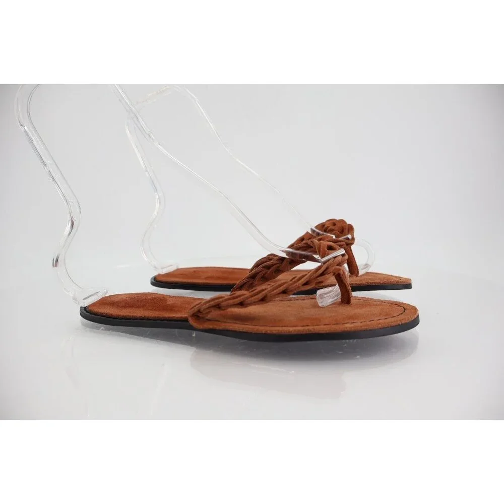 Rag&Bone Melrose Flip Flop Slide Sandal Size 37 7 Brown Suede Flat Shoes Comfy - Picture 3 of 11
